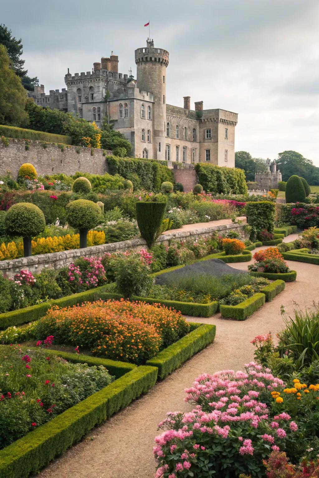 Nature's splendor in a fortress's embrace.