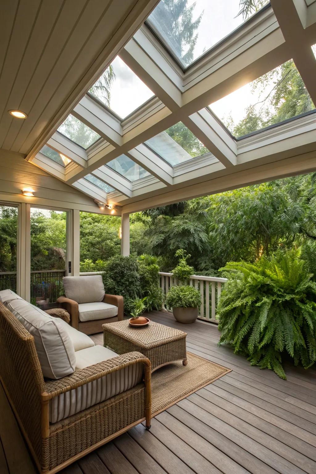 Skylights provide natural illumination and a connection to the sky.