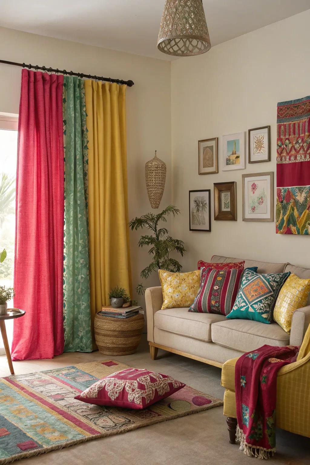 Contrasting hues engender a dynamic and spirited atmosphere.