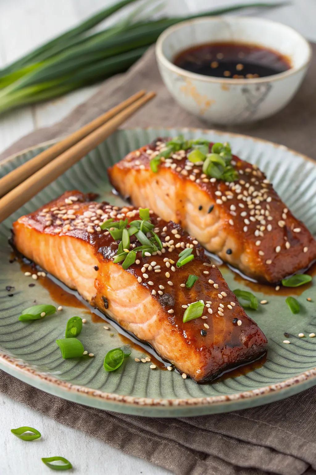Ginger soy glazed salmon, a vibrant and wholesome December selection.