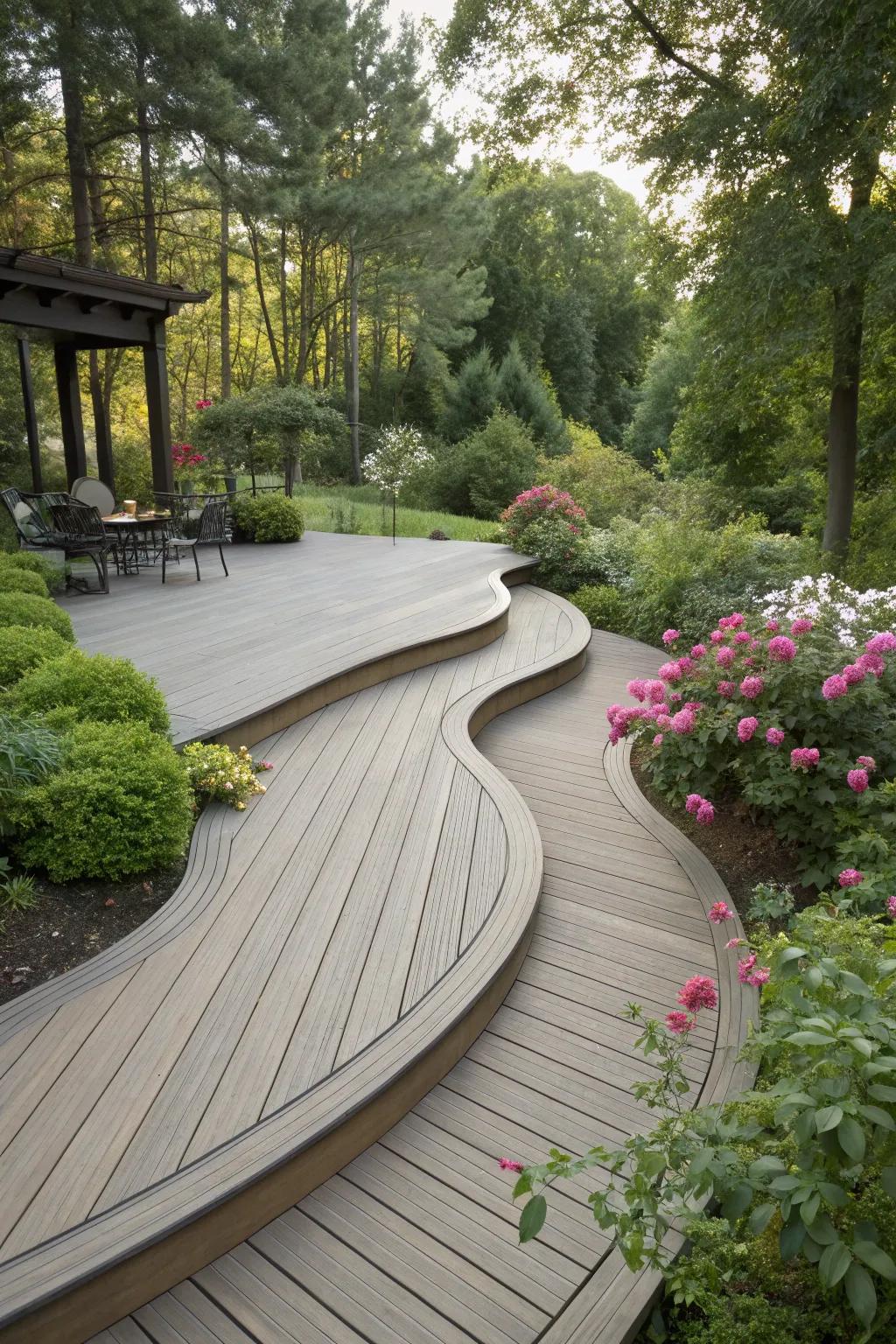 Curved aesthetic elements append a distinctive and graceful touch to this deck.