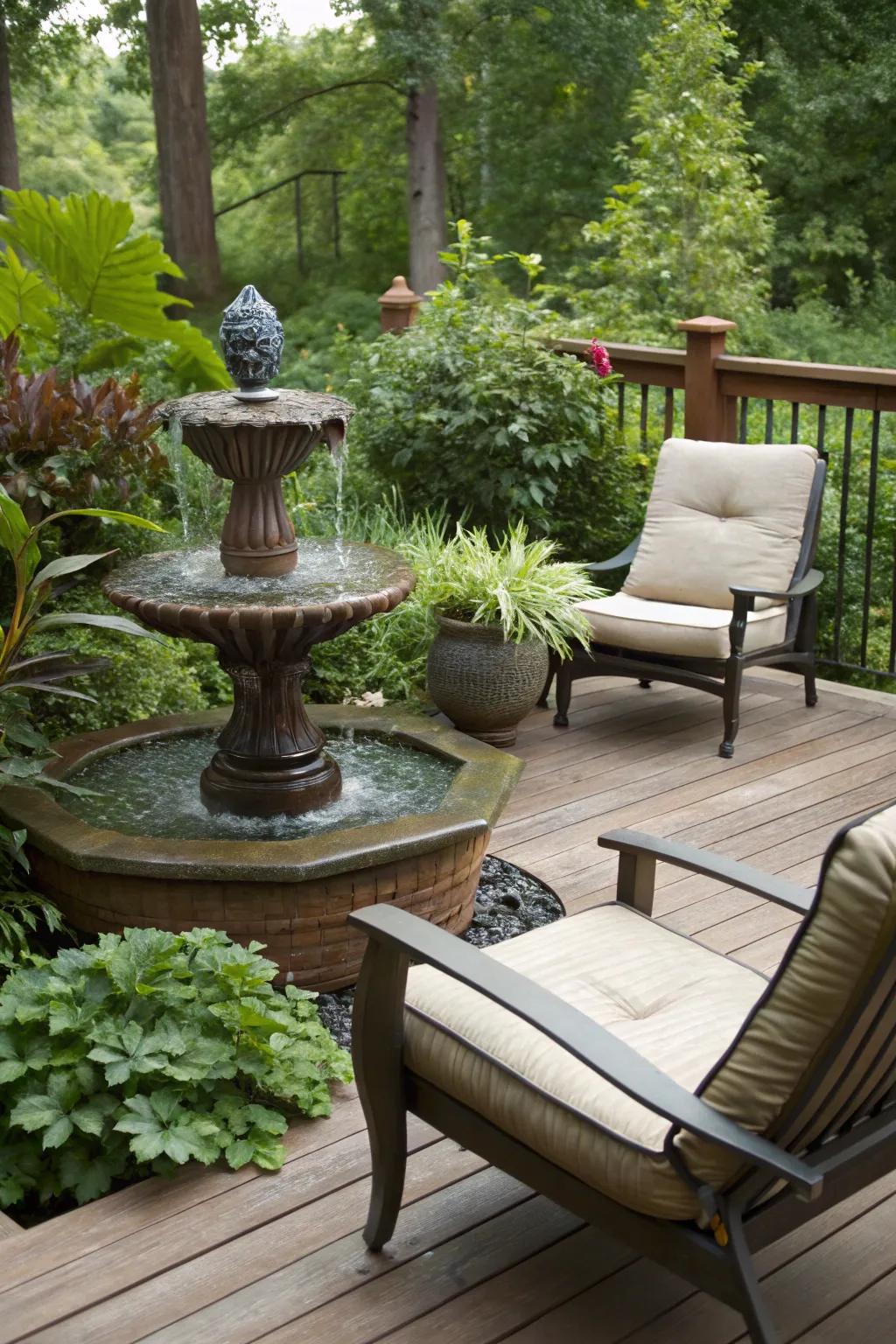 A cascade feature enhances tranquility.