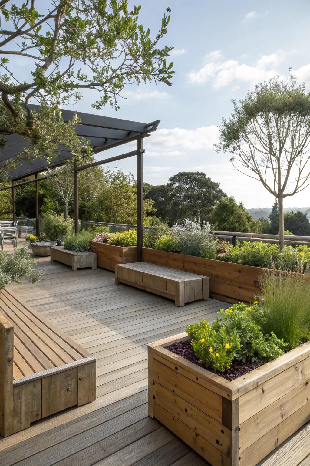 Versatile design enhanced by mobile plantings.