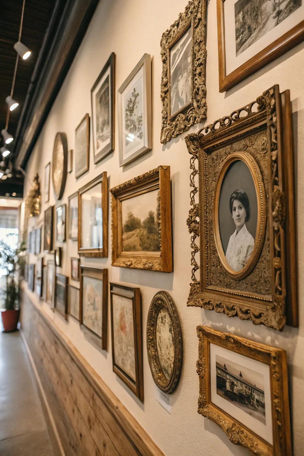 A vintage wall display adds personality and history.