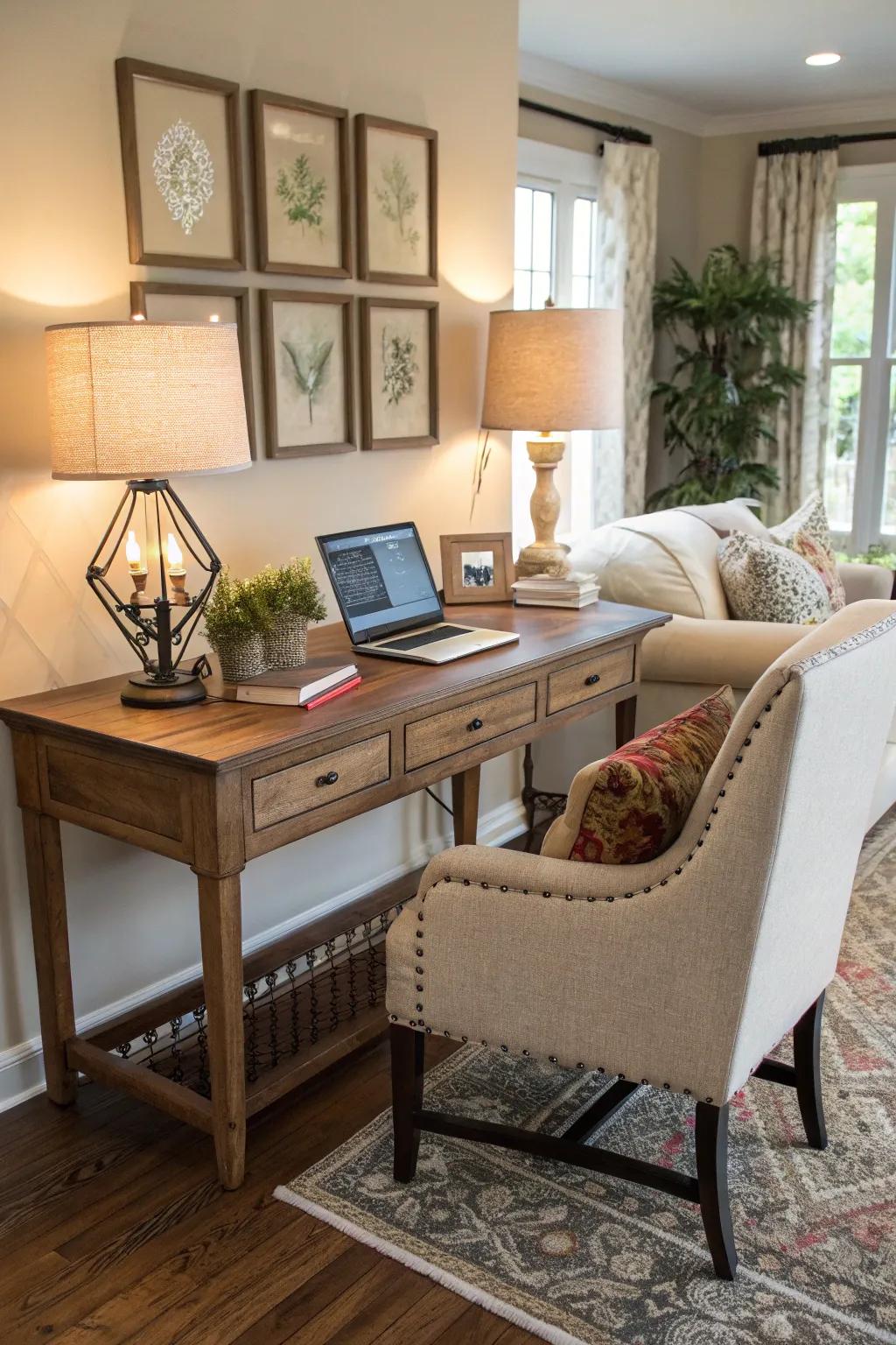 A console can be a chic and practical desk alternative.