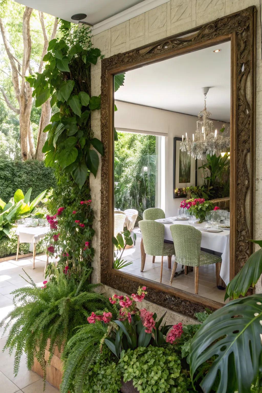 Verdant elements and reflectors create a refreshing ambiance.