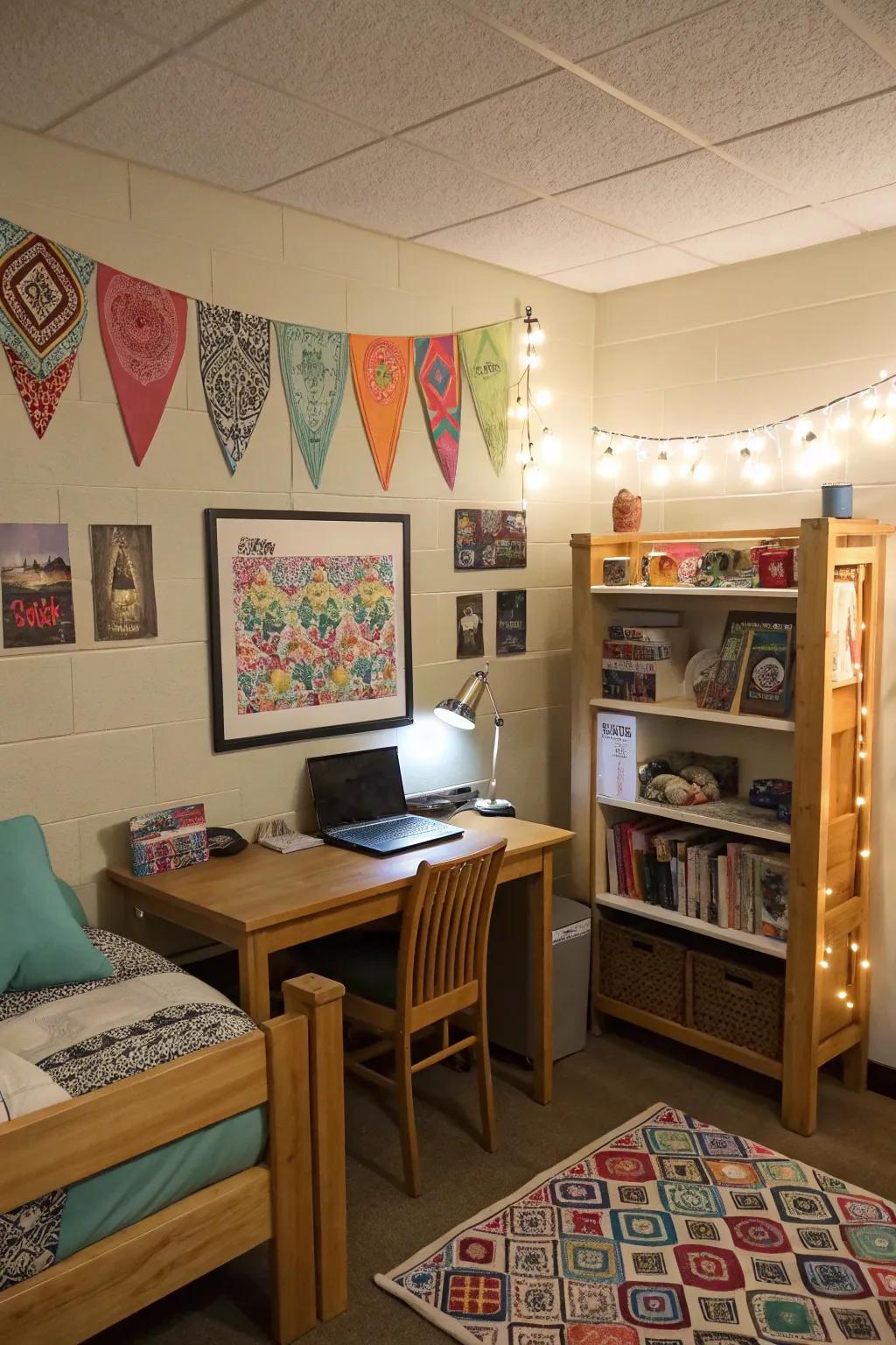 Self-made features in a university residence, adding unique and personal details to the décor.