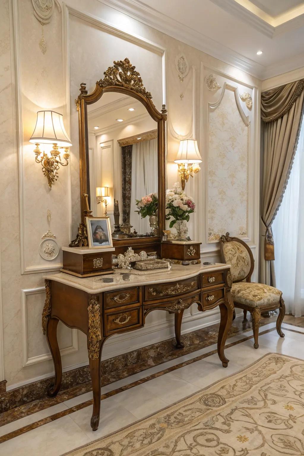 Introduce enduring character with a vintage dressing table.
