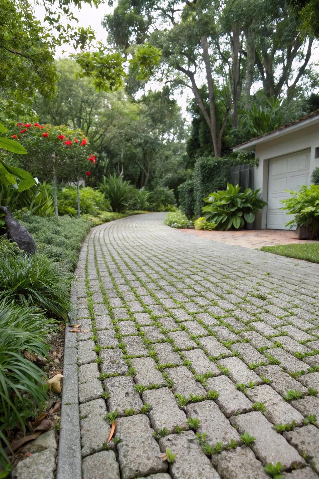 Absorbent tiles furnish a sustainable and stylish driveway ground.