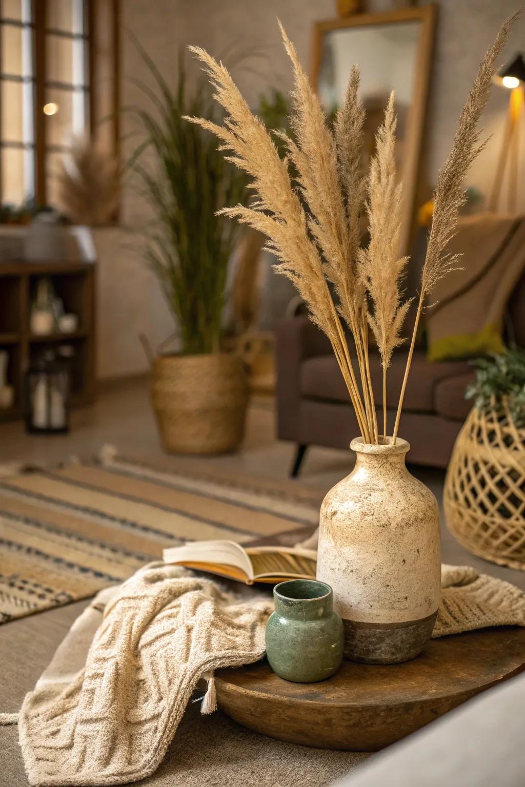 Incorporate the grace of nature with pampas grass in your decor.