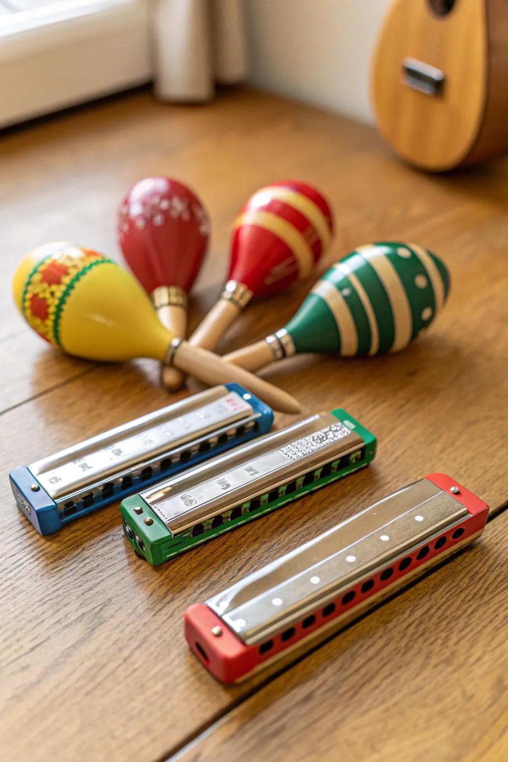 Miniature harmonic instruments to inspire young musicians.