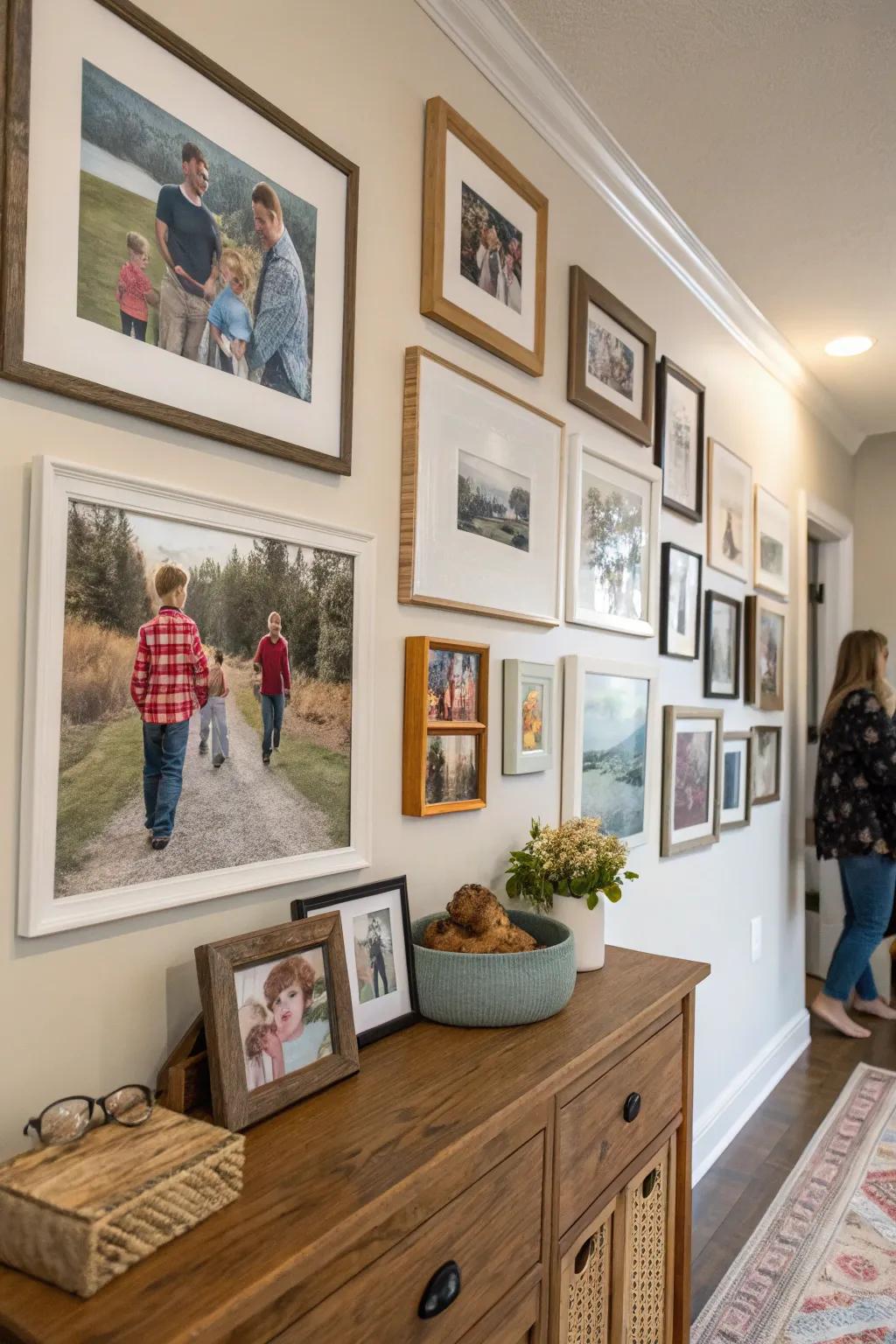 A creative mix of family images and art prints
