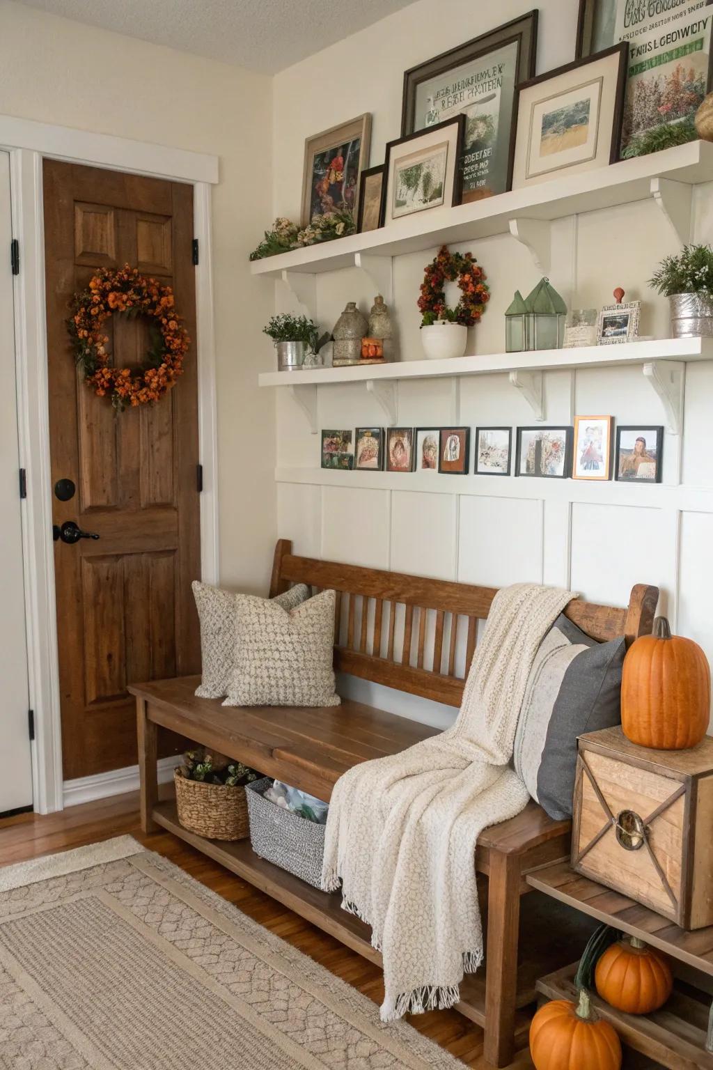 Personal decor highlights render the entryway welcoming and unique.