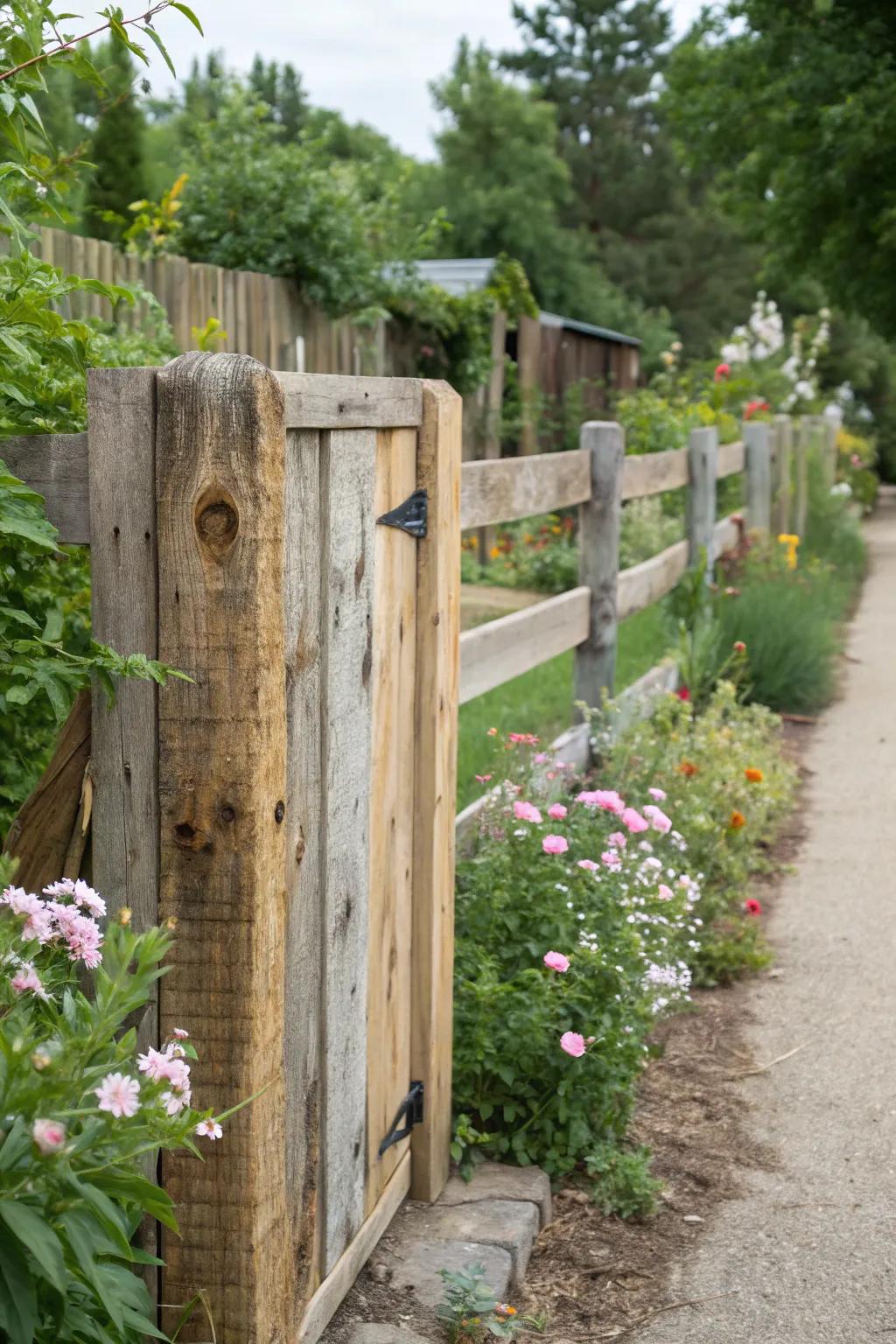 Bestow personality through a fence crafted from reclaimed timber.