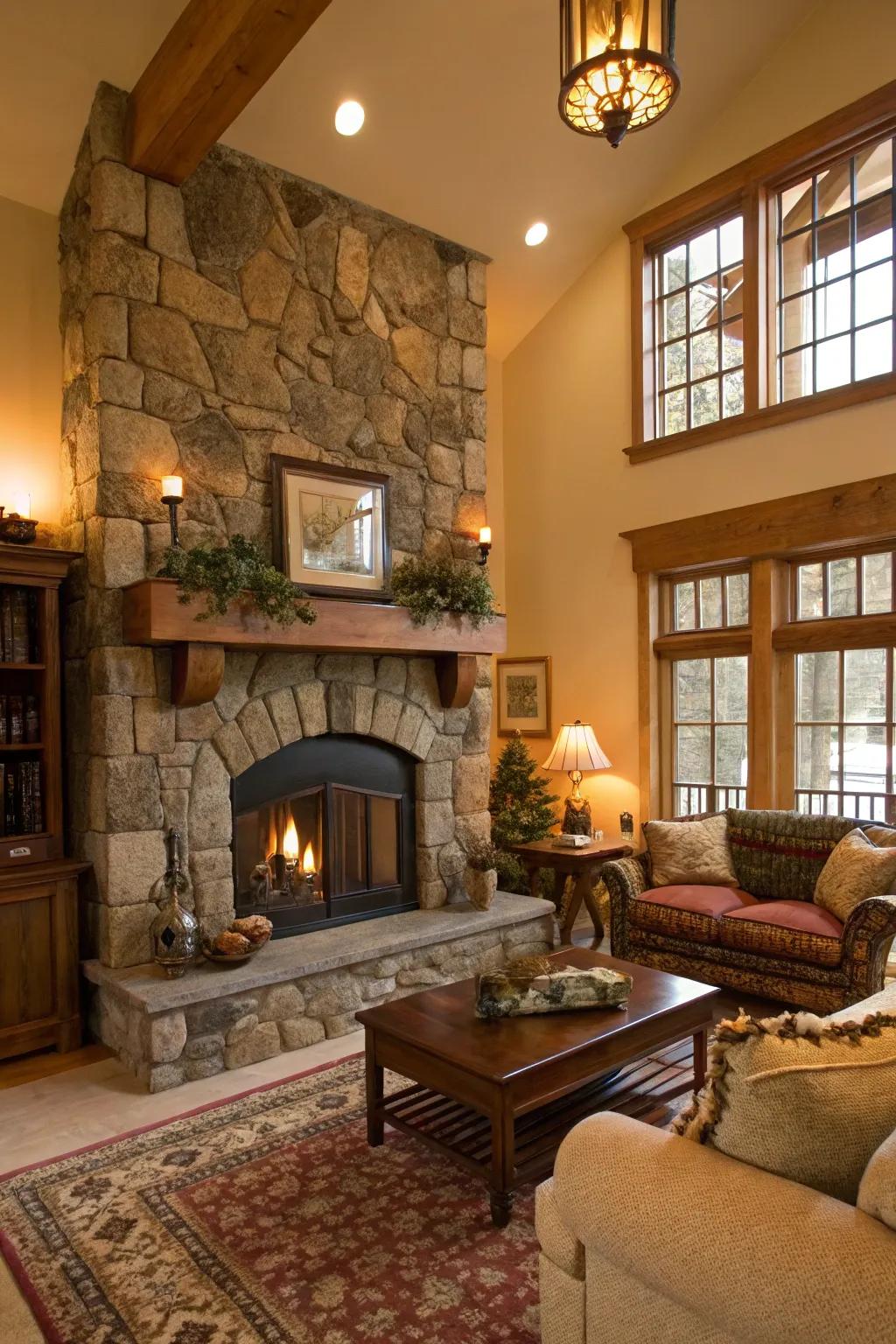 Stone surrounds bring a rugged, timeless feel to your fireplace.