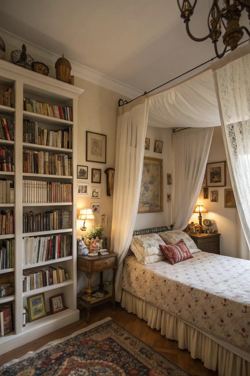 Personal collections infuse charm and individuality into this French bedroom.