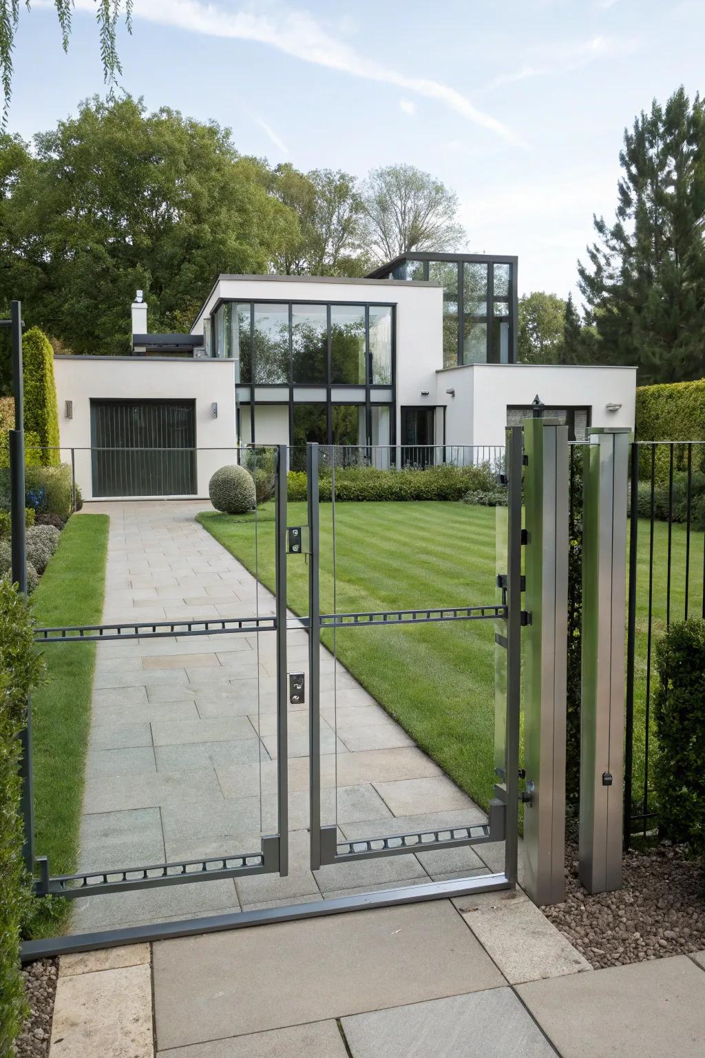 Glass and metal gates strike a perfect equilibrium between visibility and security.