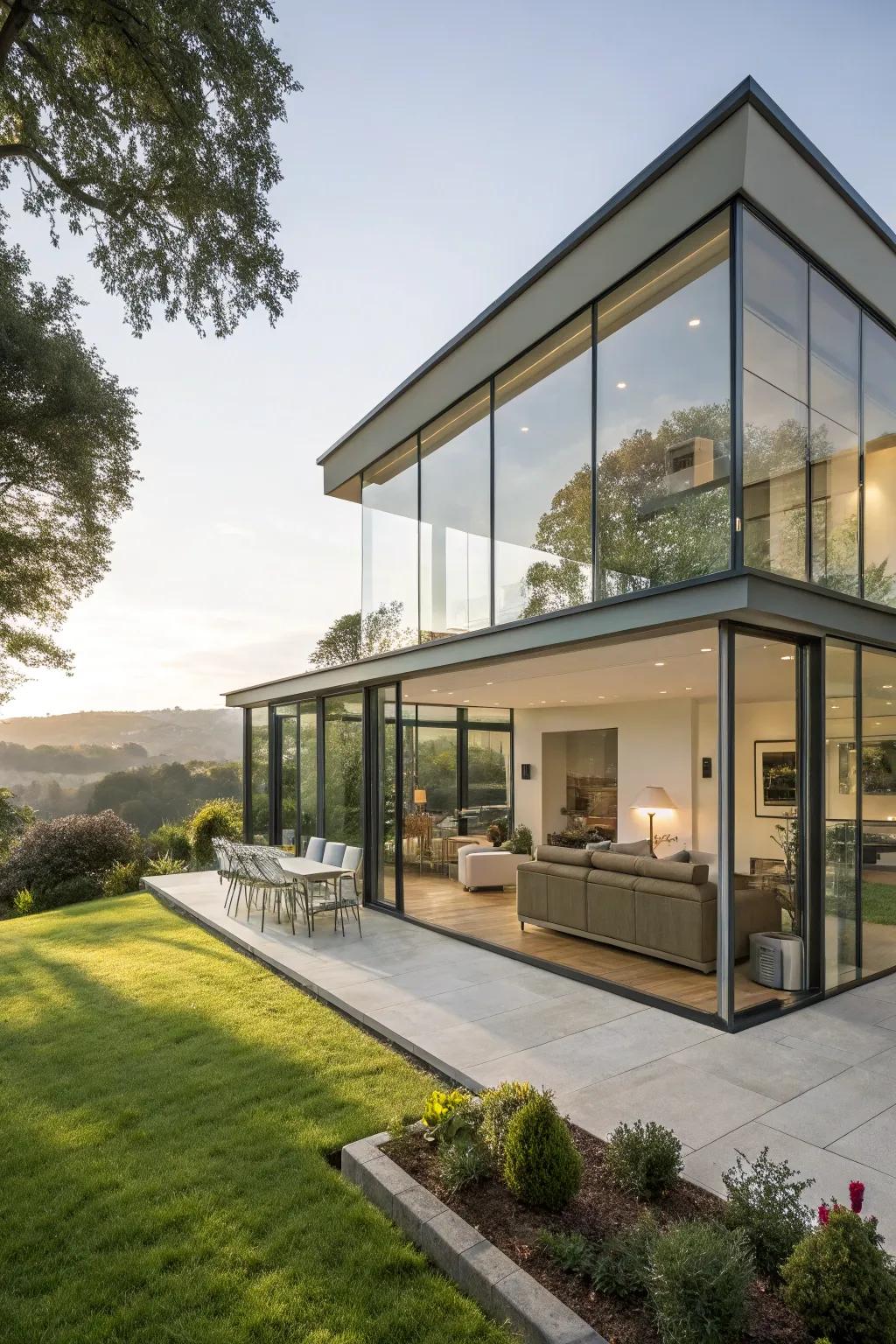 Glass facades offering modern sleekness and light