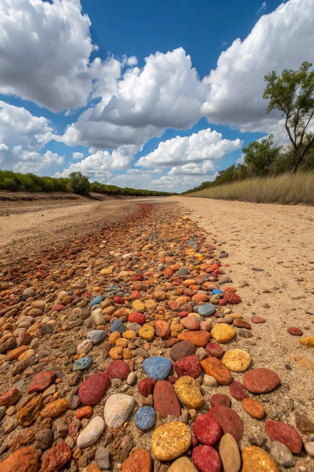 Vivid stones infuse a whimsical and lively touch to your creek bed.
