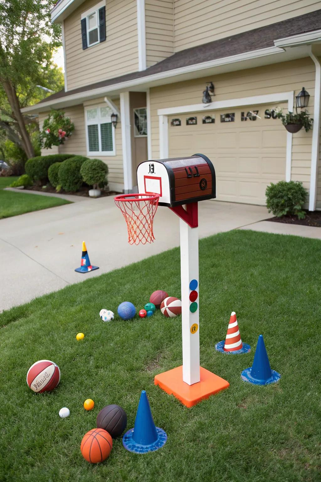 A slam-dunk court mailbox for the athletic devotee.