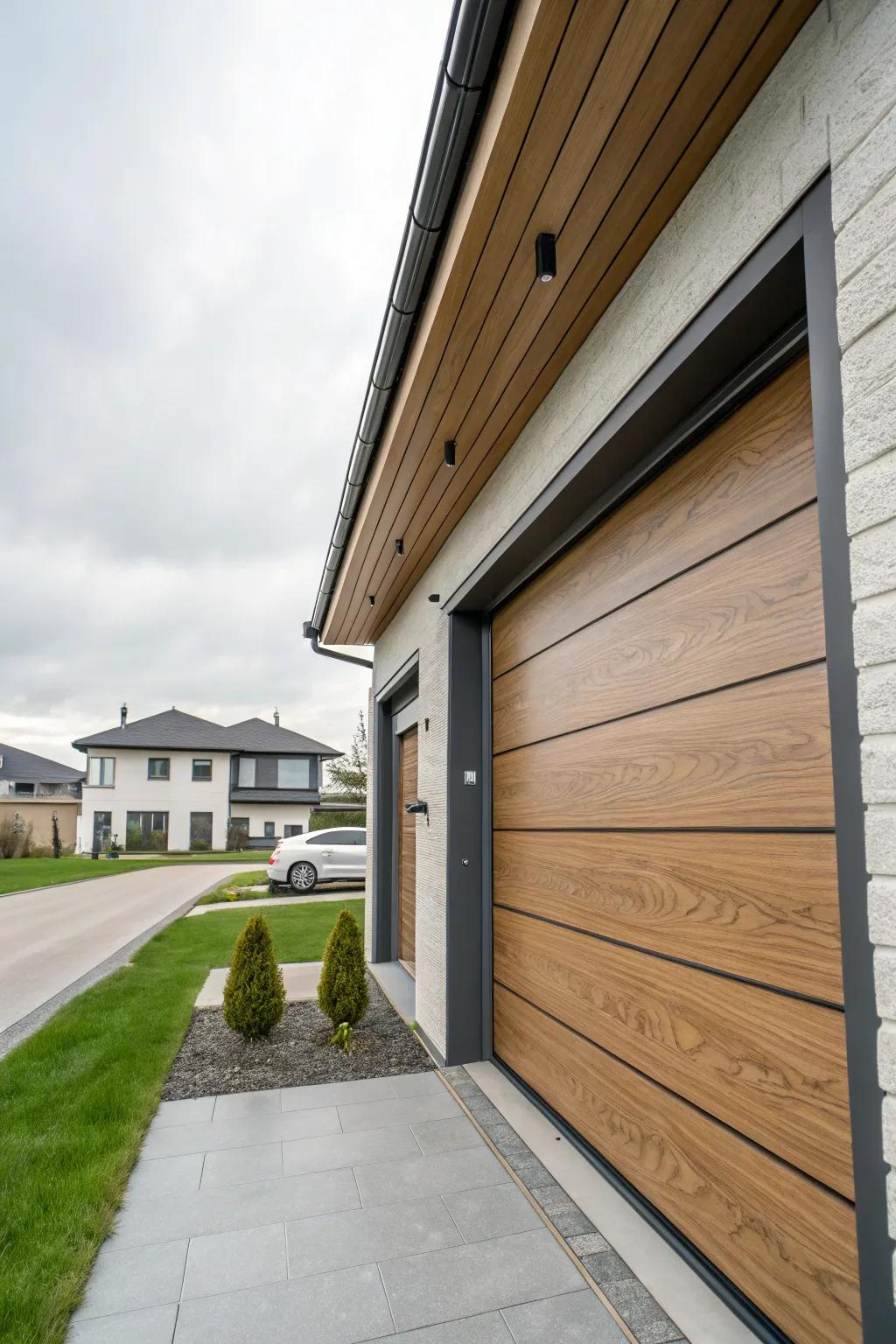 Resilient and sustainable composite garage trim.