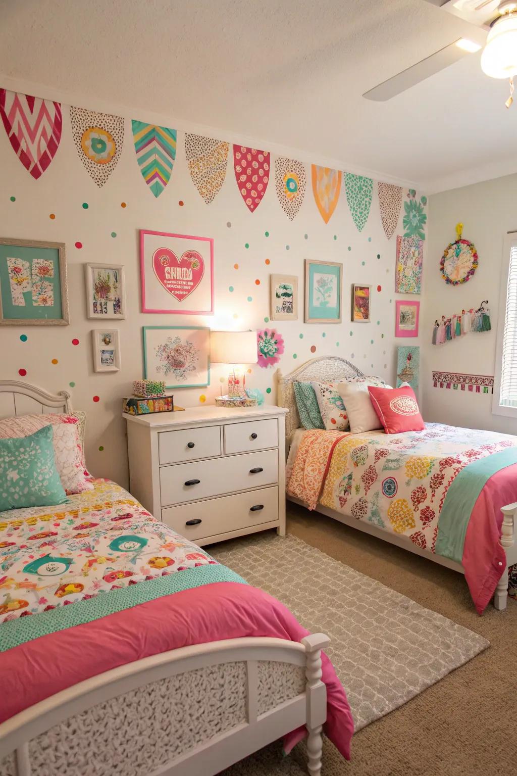 Wall appliqués proffer a diverting, adaptable avenue to individualize shared spaces.