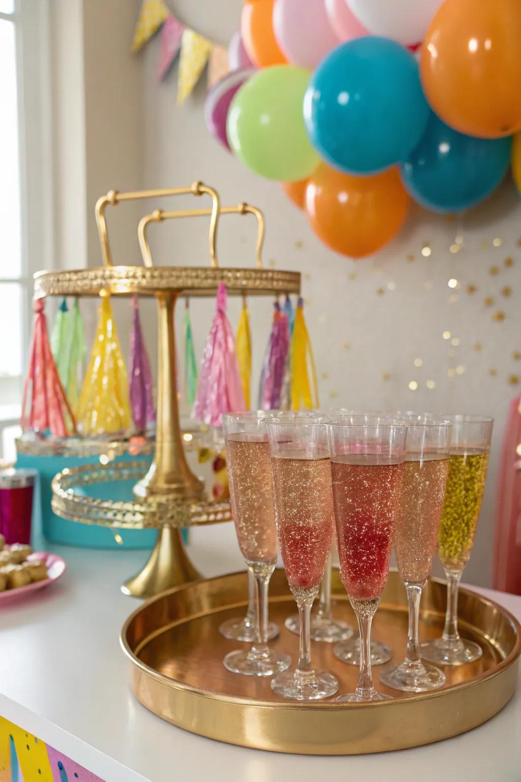 A gilded beverage bar introducing a sophisticated element.
