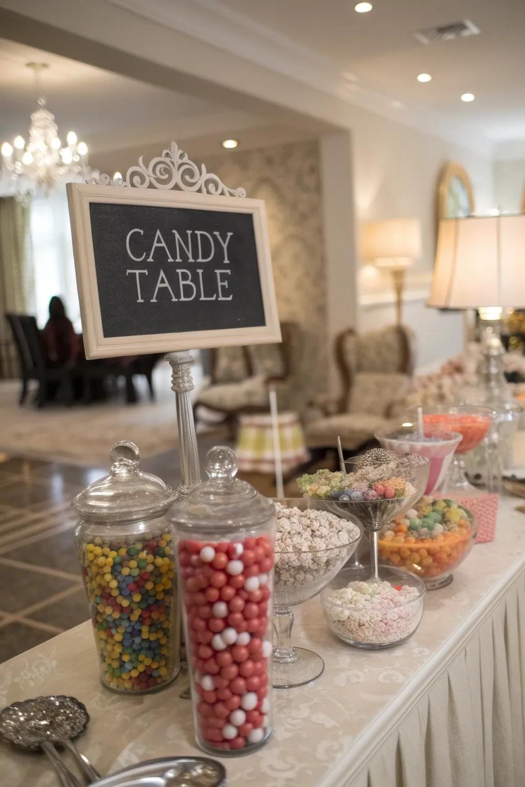 Old-fashioned chalkboard labels add an enchanting touch to your candy display.