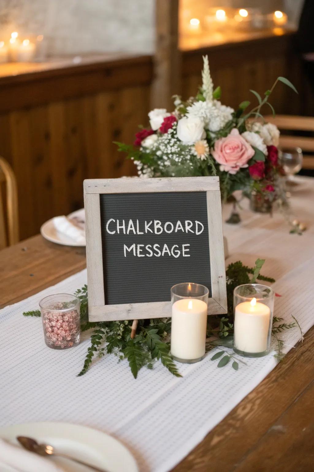 Chalkboard notes enhance the setting with individual expression.