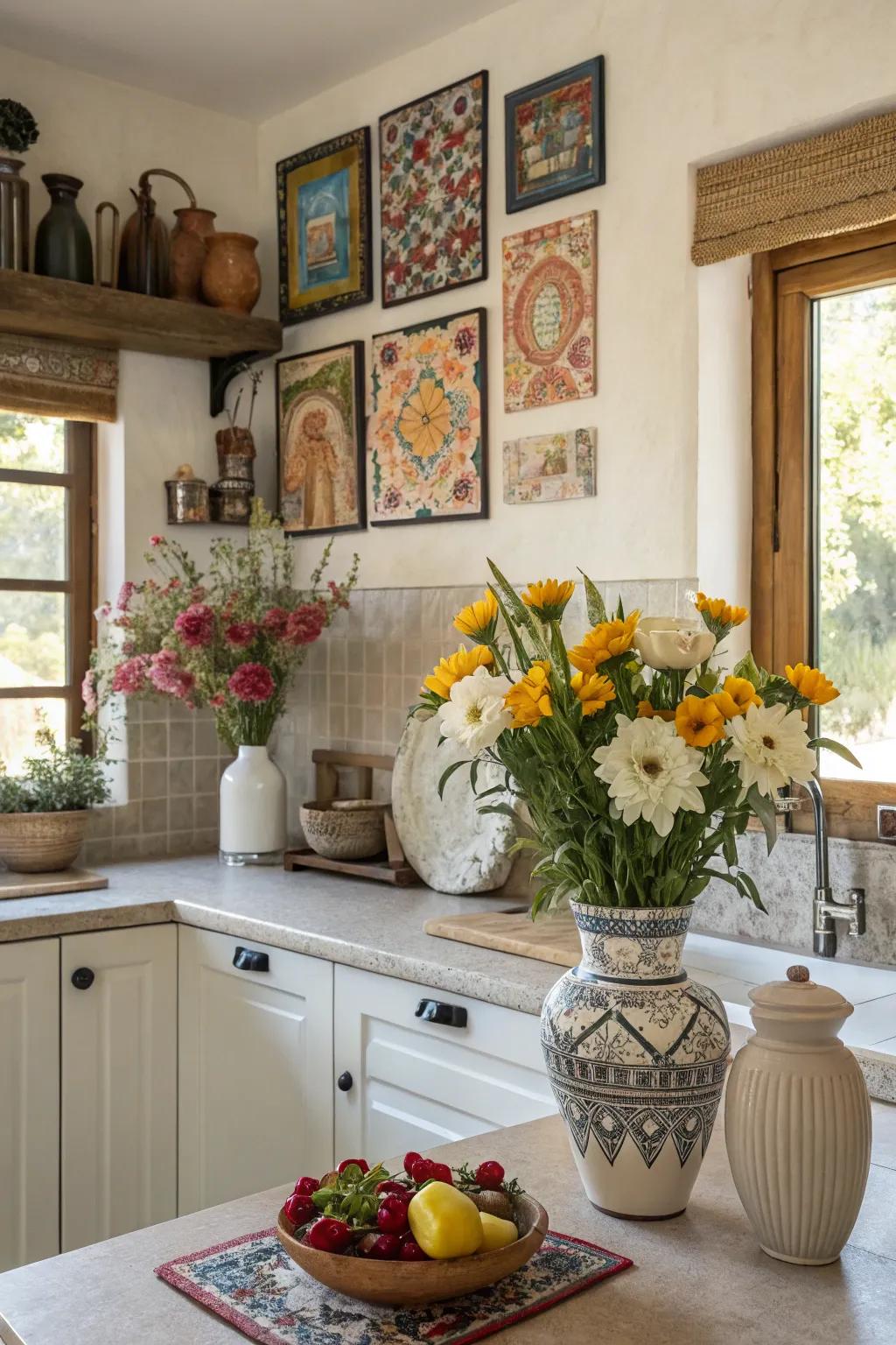 Creative decor lending individual flair to the kitchen