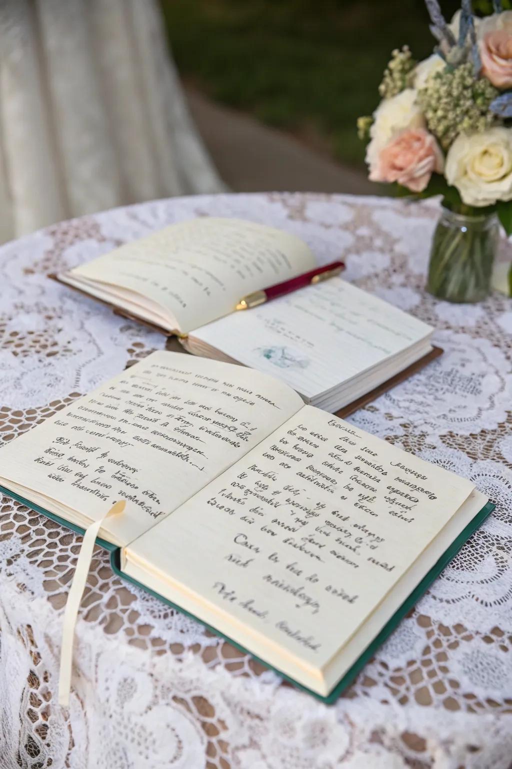 Pledge journals that safeguard the heartfelt promises of a wedding day.