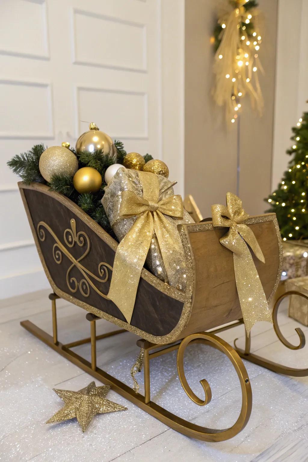 A glamorous sled showcasing gilded accents