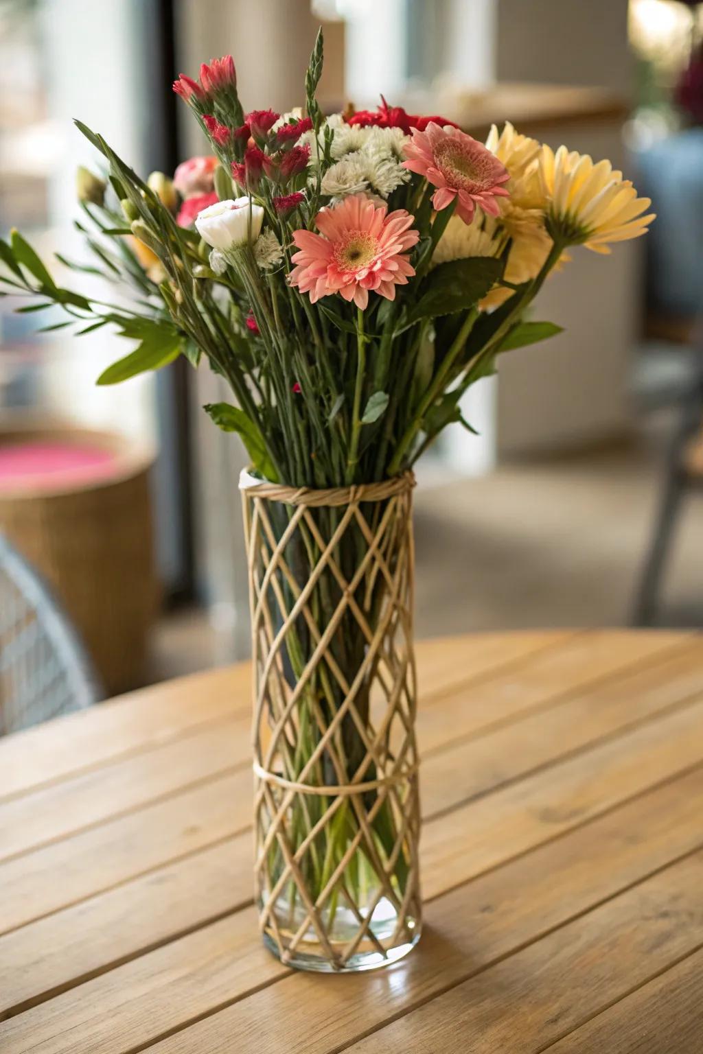 A well-balanced bouquet applying the crisscross method.