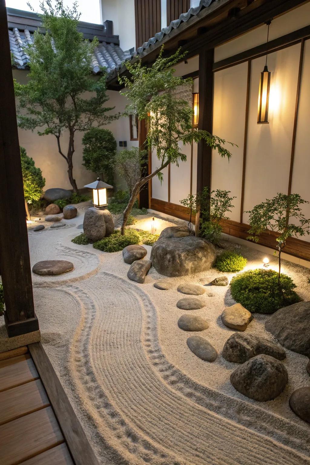 A tranquility garden is a calming enhancement to any interior space, fostering a tranquil environment.
