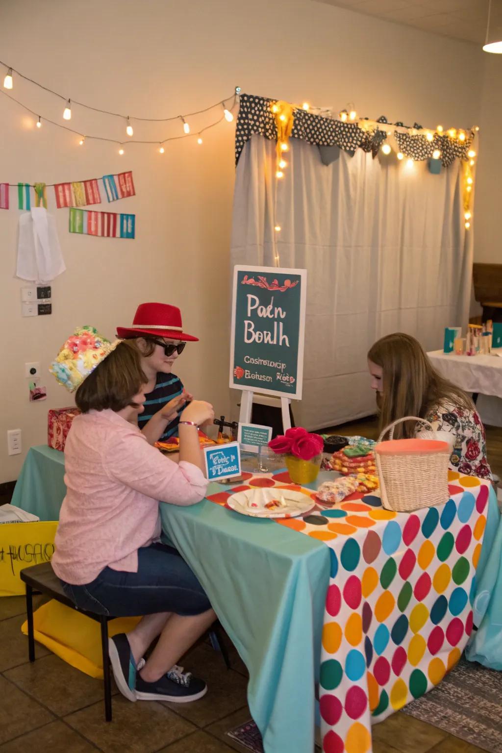 A DIY photo booth includes an eccentric and unforgettable touch.