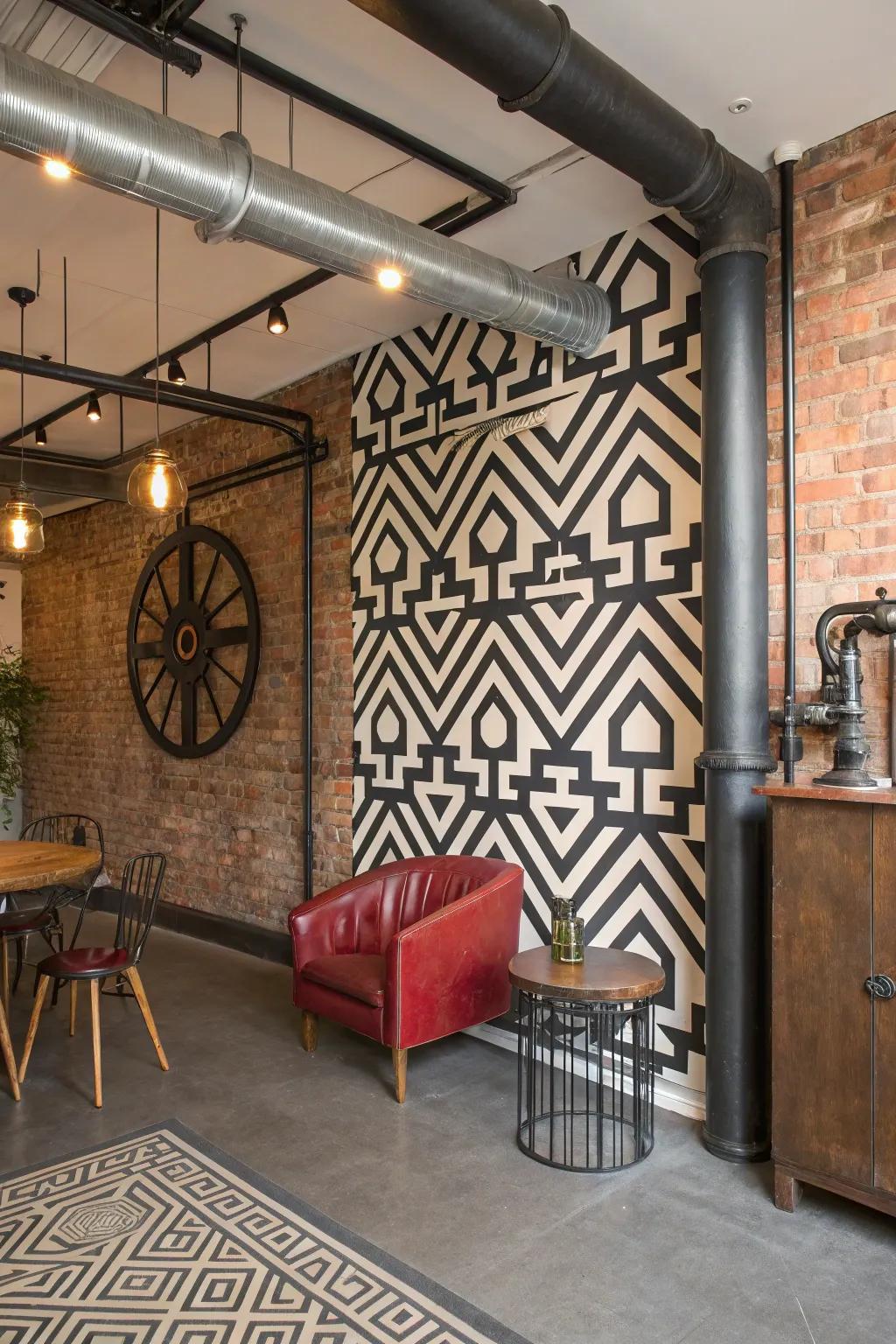 Striking wallpaper introduces personality and flair.