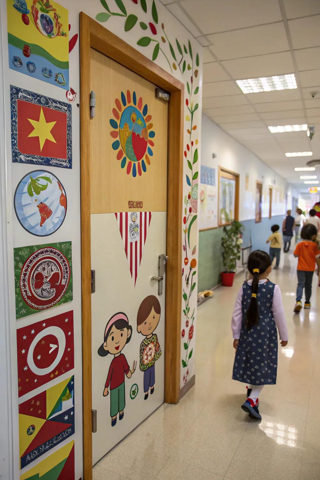 A kindergarten portal with cultural symbols and diverse themes.