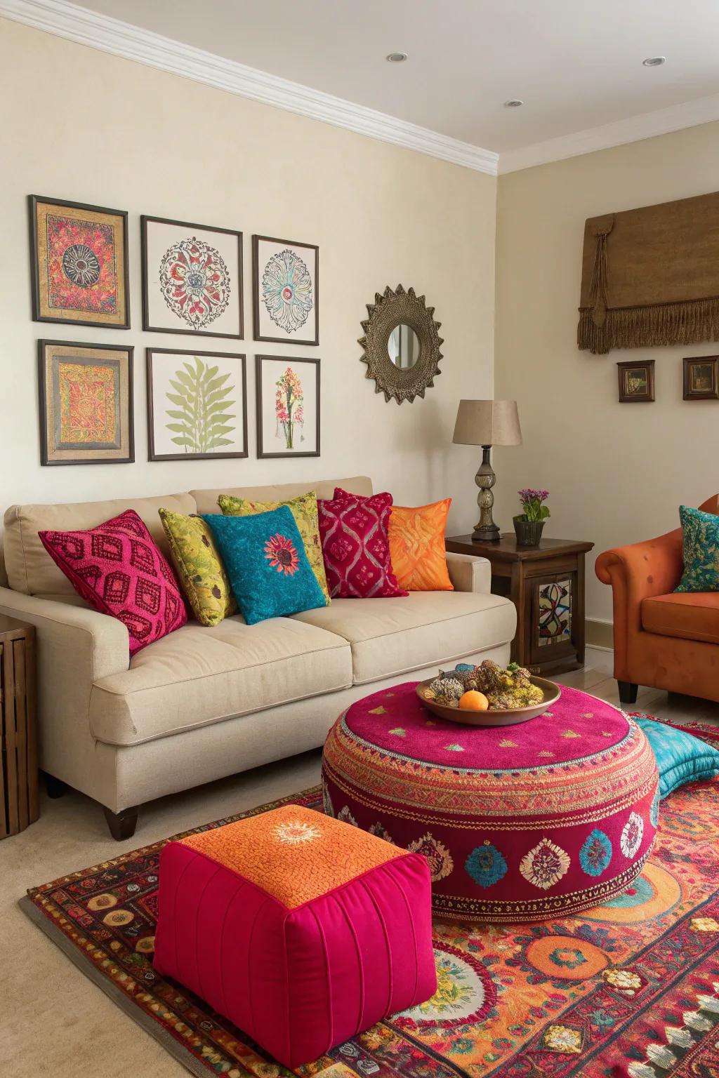Striking accents append vigor and design.