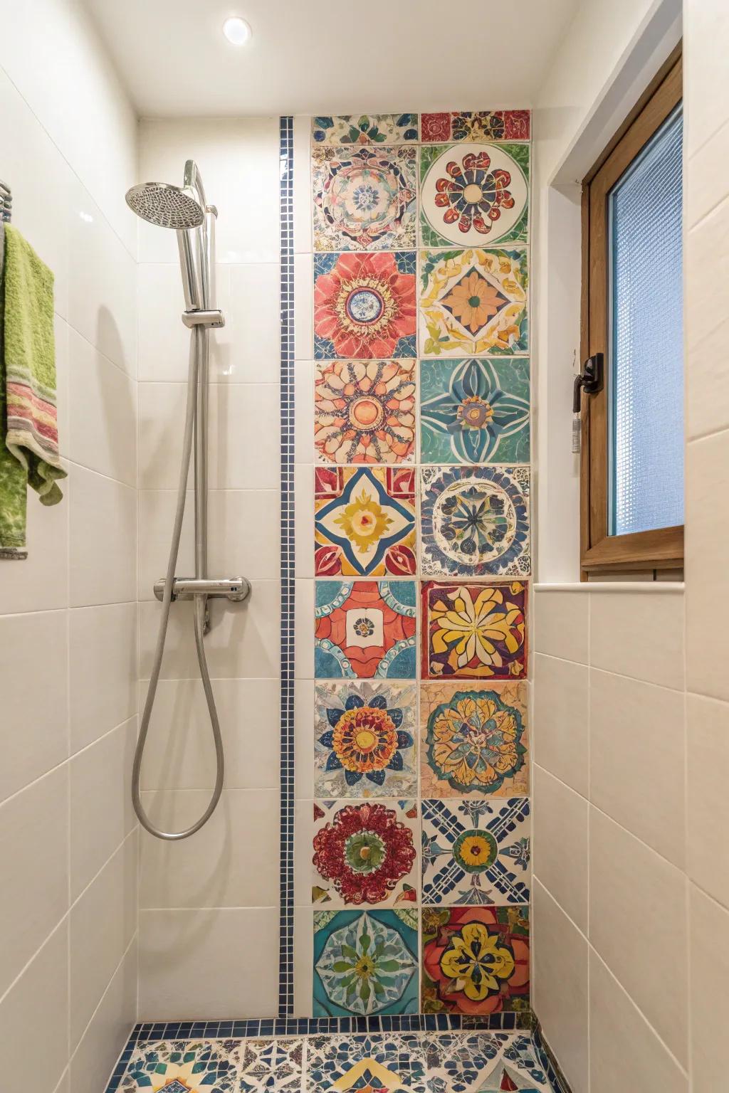 Decorative tiles contribute a unique and artistic touch to your shower.