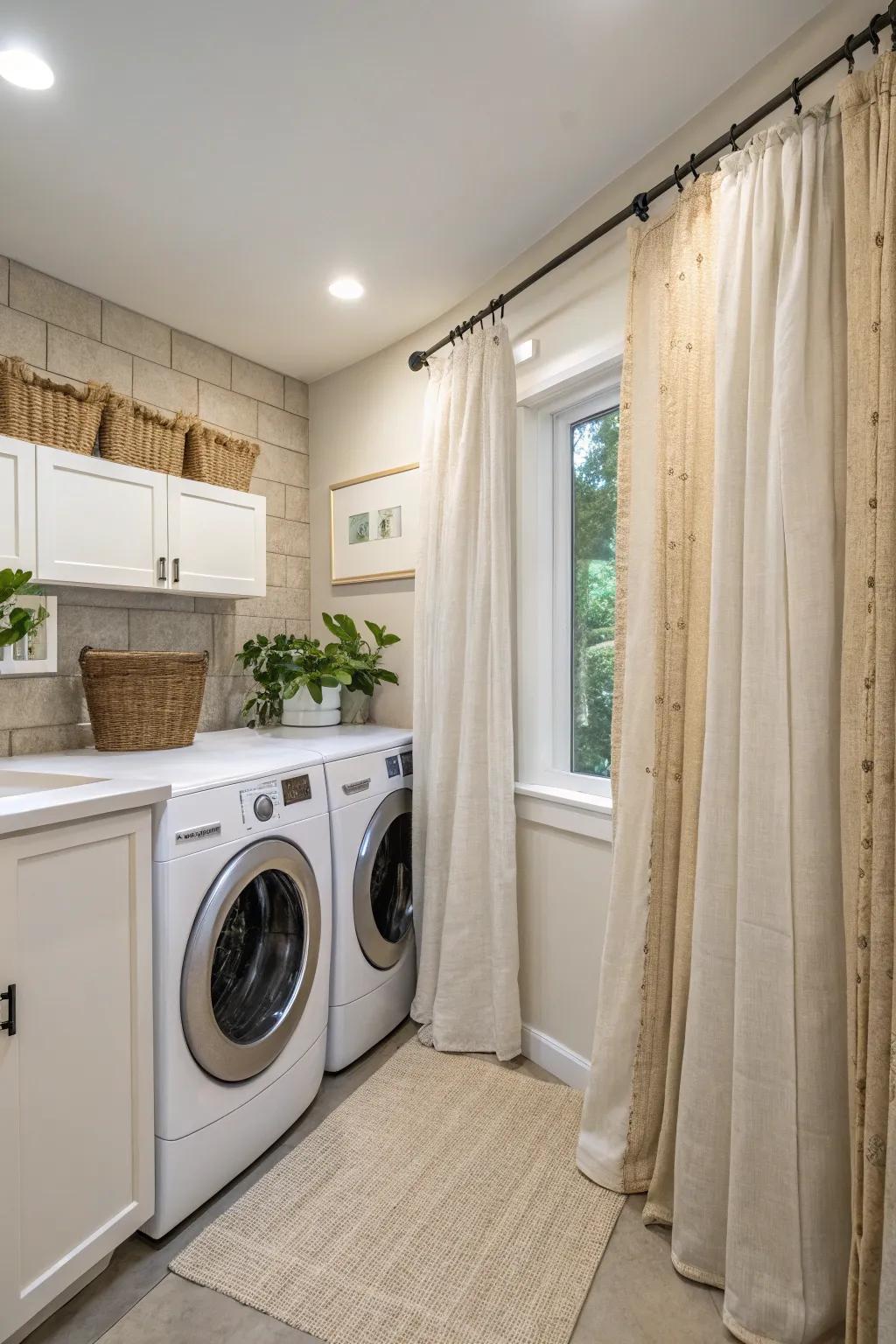 Eco-friendly drapes contribute to a responsible and stylish design.