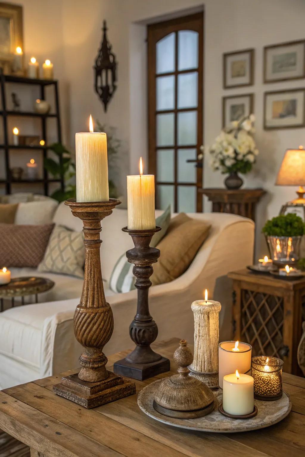 Candles and holders add warmth and visual interest to your Christmas decor.