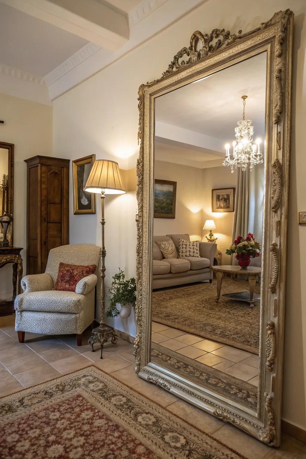 A statement reflector imparts elegance and enhances light.