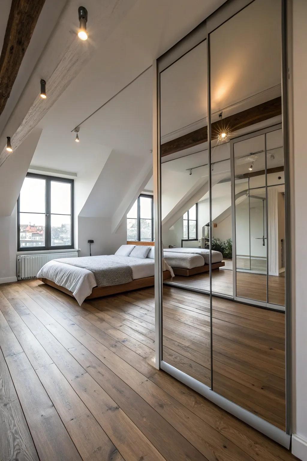 Magnify the expanse with reflective mirrors.