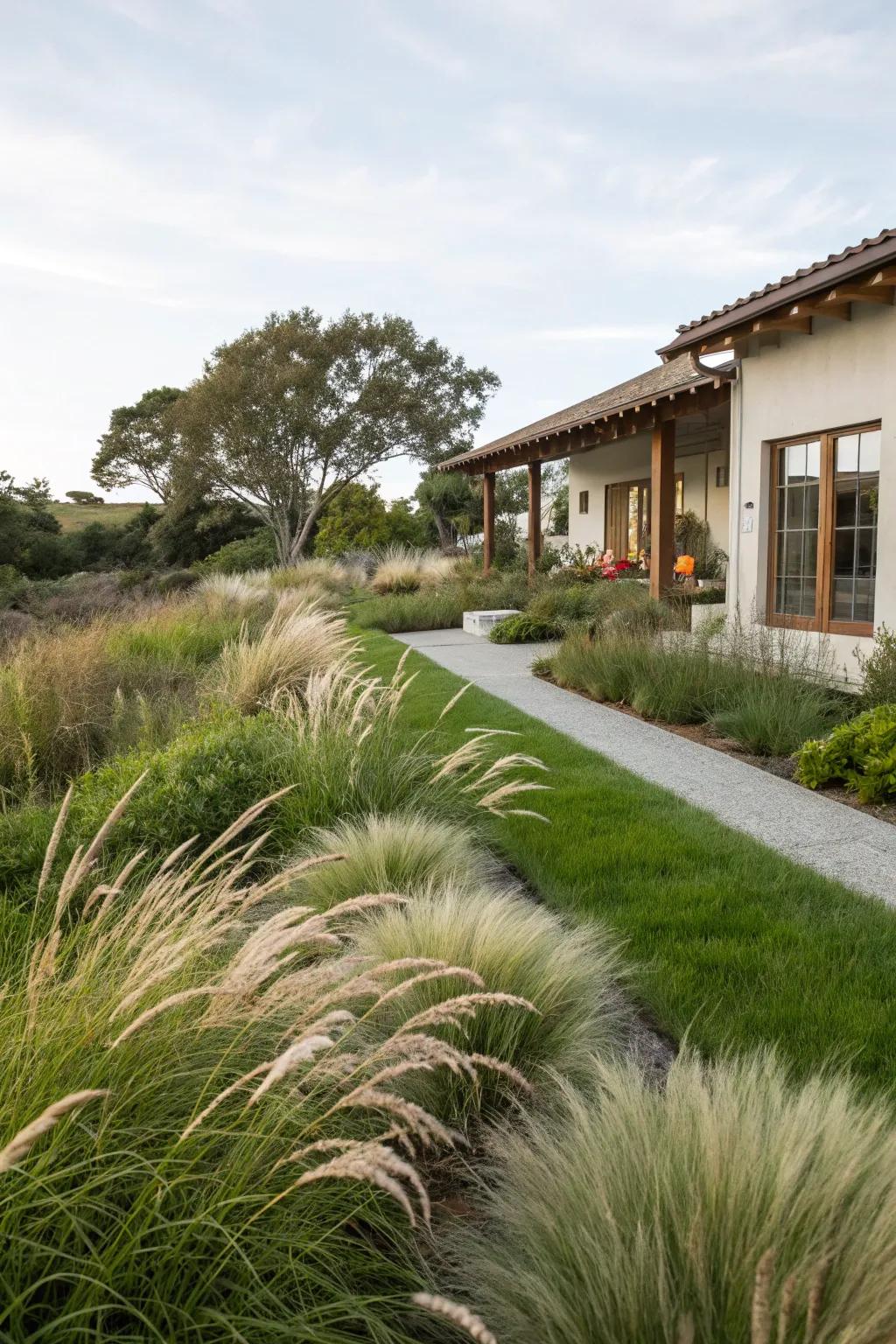 Local grasses lending a natural flair to a Florida yard.