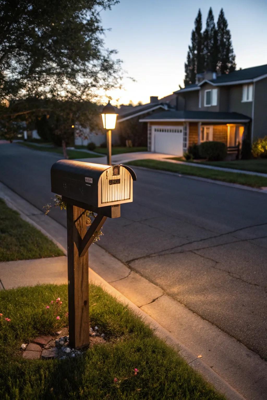 Solar lights bring a warm glow and enhanced visibility to your mailbox.