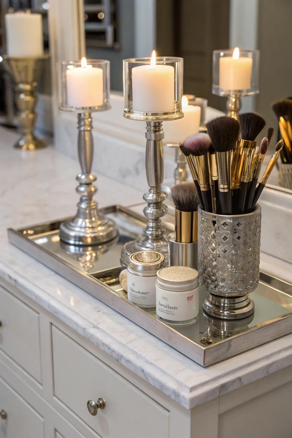 Candle stands lend sophistication and elegance to brush storage.