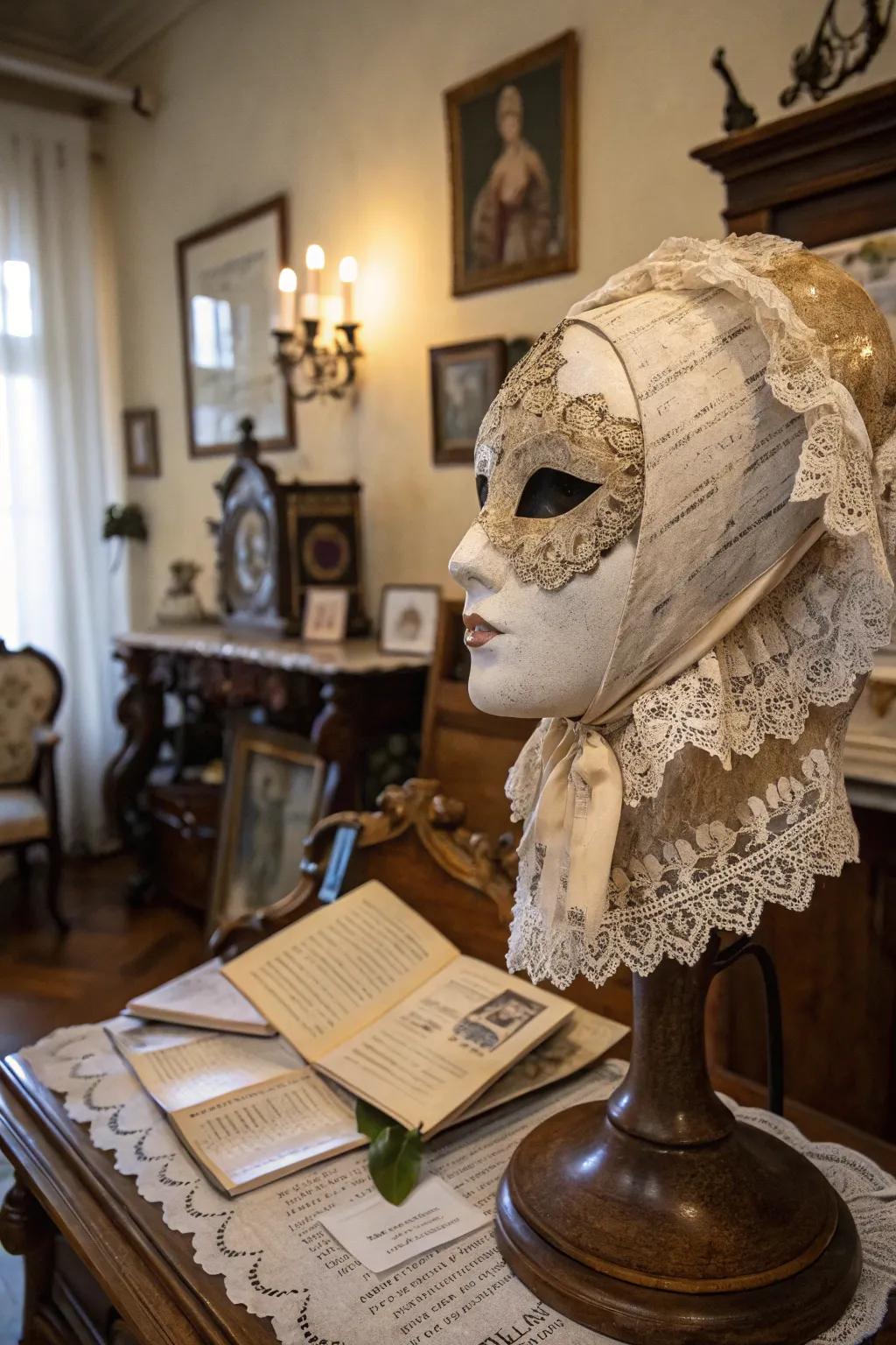 A vintage mask sculpture bringing timeless charm to any space.