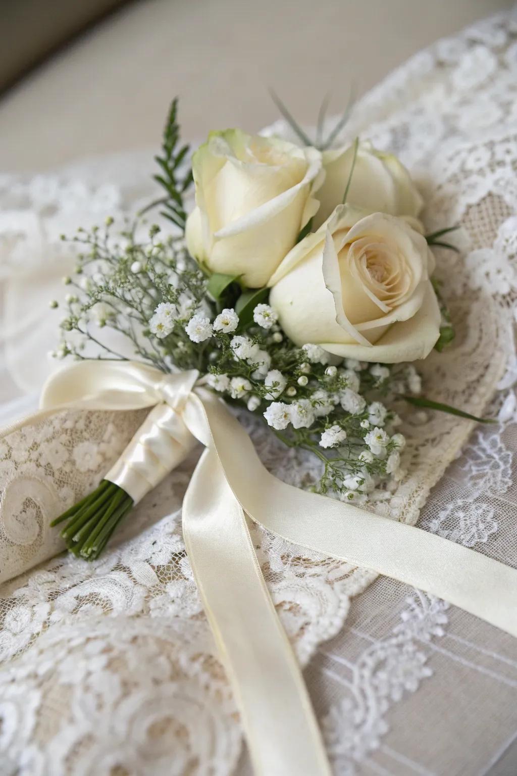 Ivory rose and whispering breath create a quintessential combination.