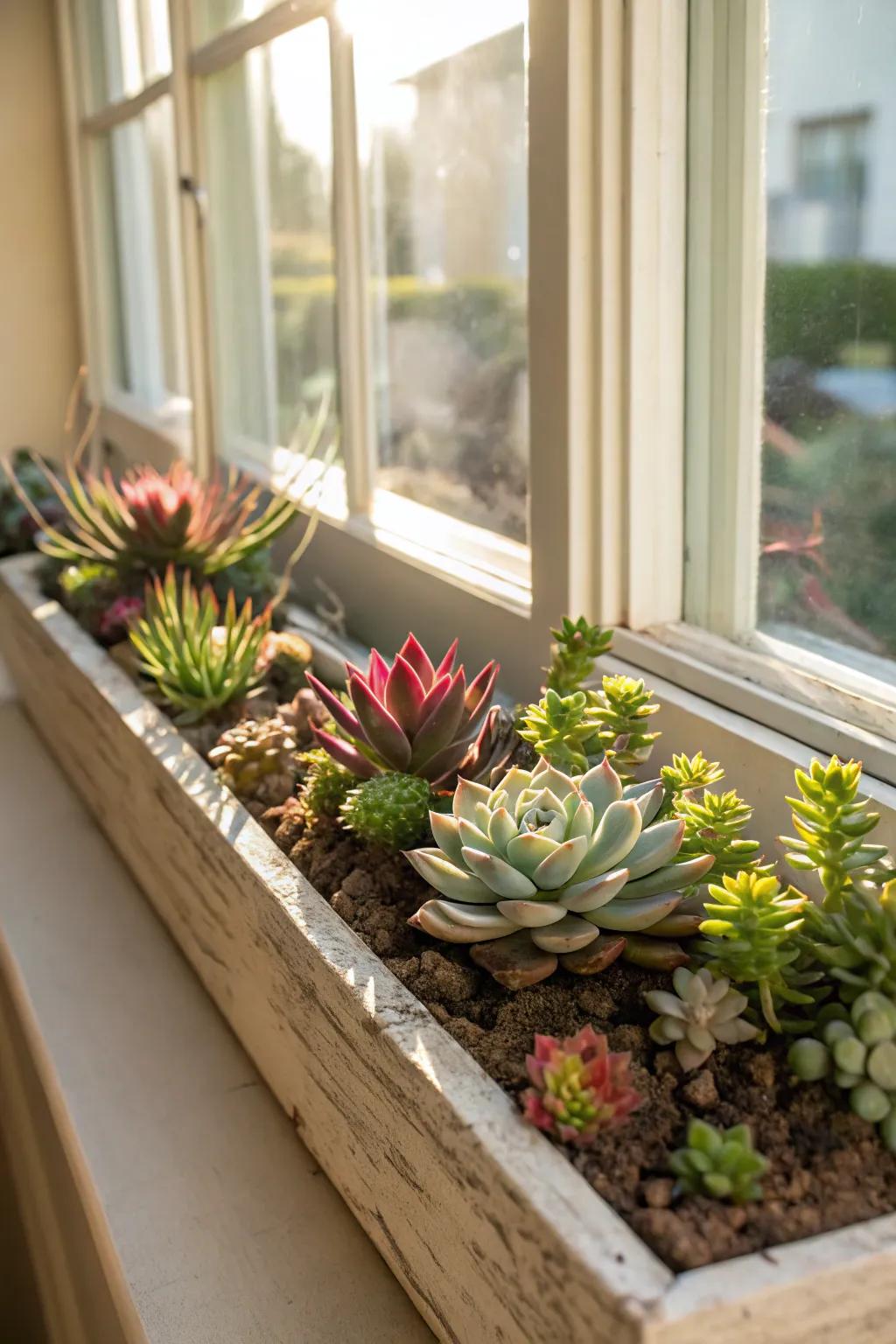 An aperture casing teeming with succulent flora ushers the natural world indoors.