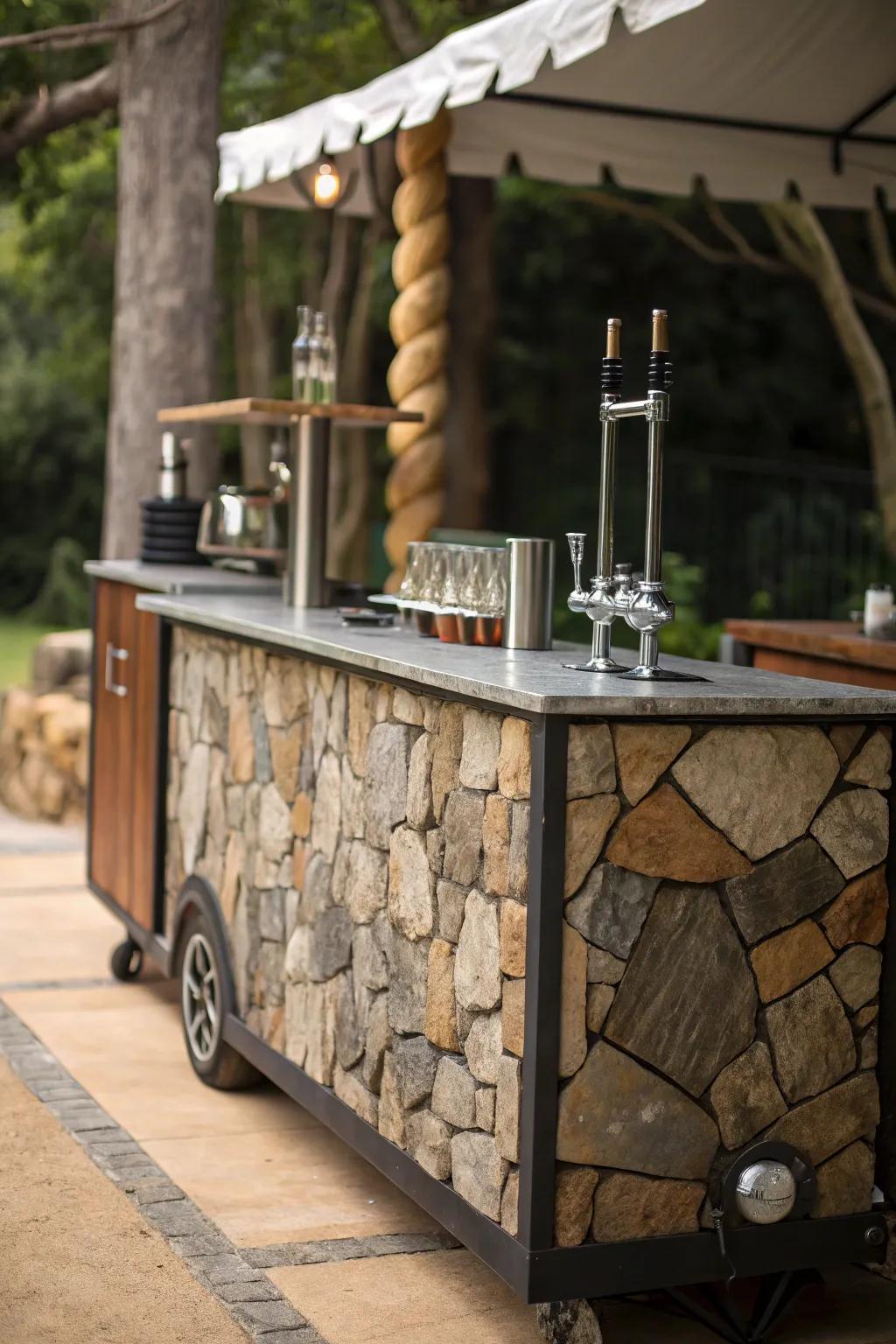 Sensorial textures add depth and intrigue to this rolling bar.